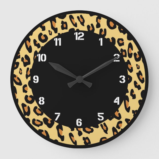 Reloj Redondo Grande Crea tu propio patrón de piel de leopardo (Anverso)