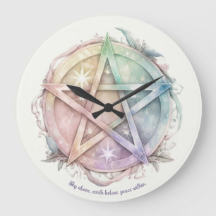 Reloj Redondo Grande Crea tu propio Pentáculo Pastel Starry Rainbow