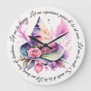 Reloj Redondo Grande Crea tu propio Rosa de Gorra de bruja arco iris de