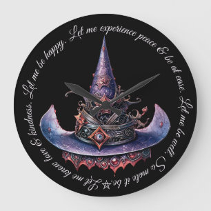 Reloj Redondo Grande Crea tu propio sombrero de bruja celeste naranja p