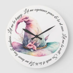 Reloj Redondo Grande Crea tus propias hojas de Gorra de bruja arcoiris
