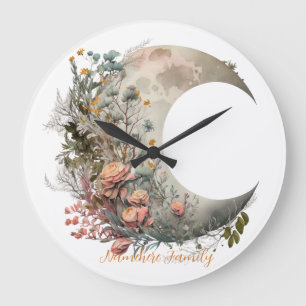 Reloj Redondo Grande Crea tus propias rosas de melocotón florales en fo