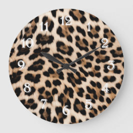Reloj Redondo Grande Creamy Brown Black Leopart Print Animal Boda
