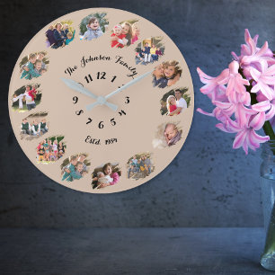 Reloj Redondo Grande Crear Collage de Fotos Familiares Personalizado Ca
