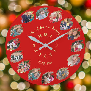 Reloj Redondo Grande Crear Collage de Fotos Familiares Personalizado Na