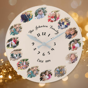 Reloj Redondo Grande Crear Collage de Fotos Familiares Personalizado Ti
