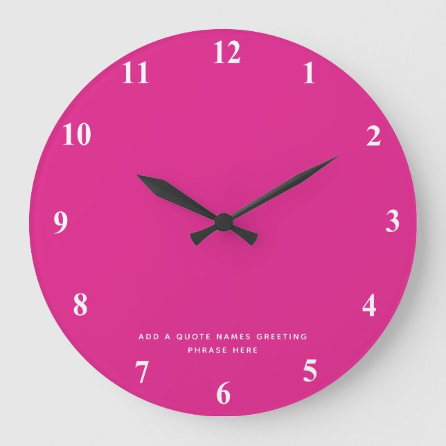 Reloj Redondo Grande Crear propio texto Personalizado CERISE PINK perso (Anverso)