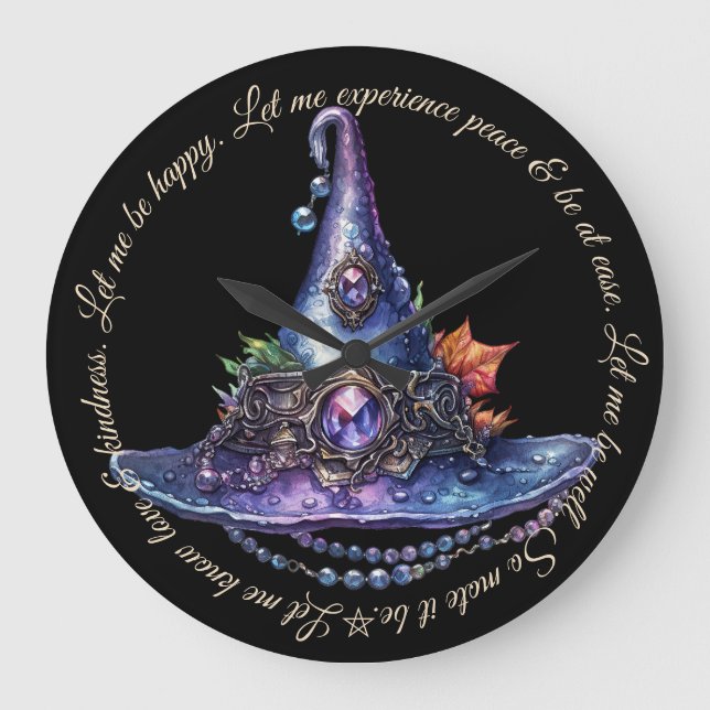 Reloj Redondo Grande Crear tu propio Gorra de brujas de otoño con guija (Anverso)