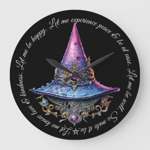 Reloj Redondo Grande Crear tu propio Gorra de brujas guiado por púrpura