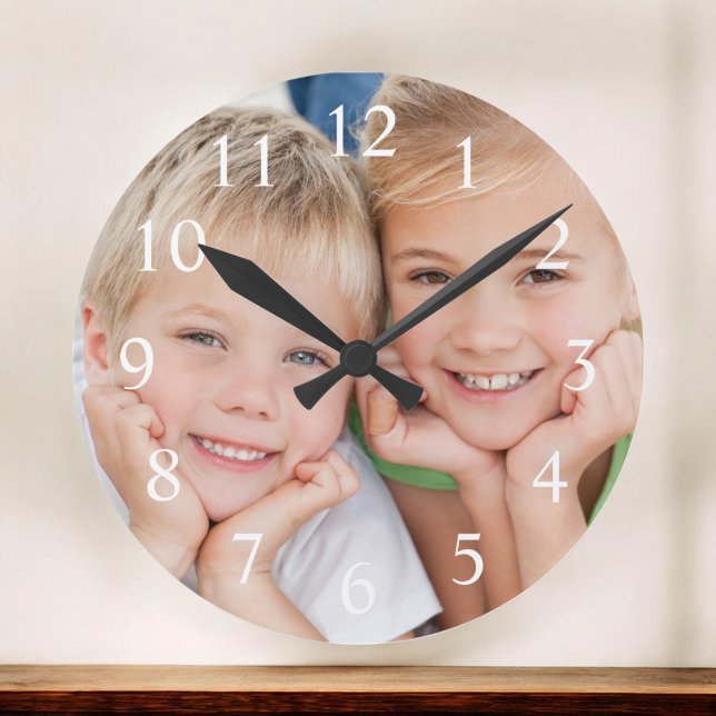 Reloj Redondo Grande Crear una foto Personalizado moderna elegante (Subido por el creador)