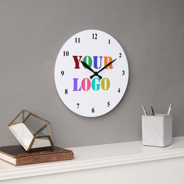 Reloj Redondo Grande Create Your Own Company Logo Branded Clock Example (Oficina)