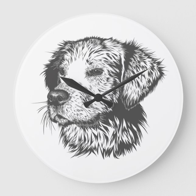 Reloj Redondo Grande Create Your Own Pet Dog Customized (Anverso)