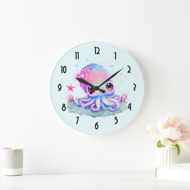 Reloj Redondo Grande Creatura marina de Octopus Cute (Hogar)