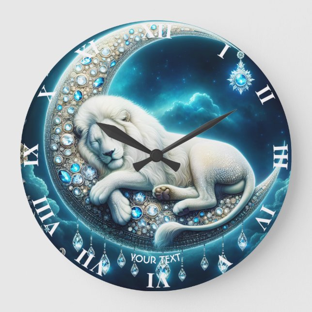 Reloj Redondo Grande Creciente de león durmiente con fantasía (Anverso)