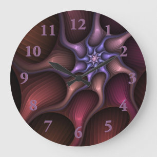 Reloj Redondo Grande Crecimiento mágico moderno Resumen colorido fracta