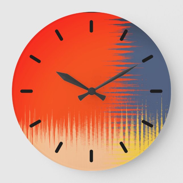 Reloj Redondo Grande Crema amarilla de la Marina naranja  (Anverso)