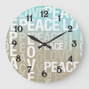 Reloj Redondo Grande Crema de Amor Paz Aqua Ombre