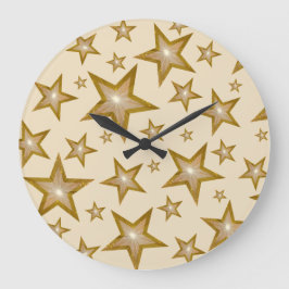 Reloj Redondo Grande Crema redondeada de las estrellas del "oro"