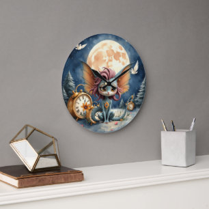 Reloj Redondo Grande Criatura de Fantasía Llena de Encanto bajo la Luz 