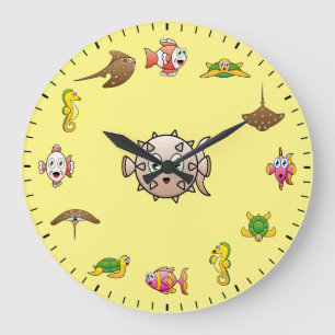 Reloj Redondo Grande Criaturas Adorables del Mar Profundo Temático