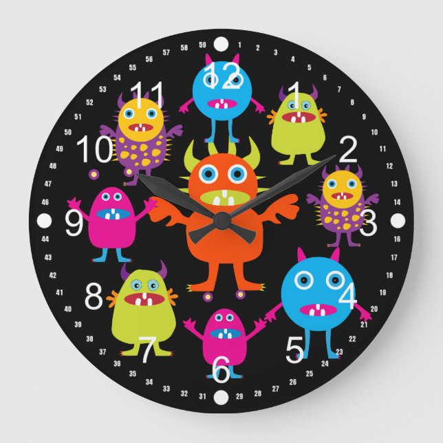 Reloj Redondo Grande Criaturas divertidas lindas del fiesta del (Anverso)