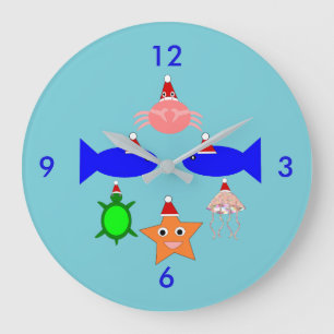 Reloj Redondo Grande Criaturas marinas de los Navidades