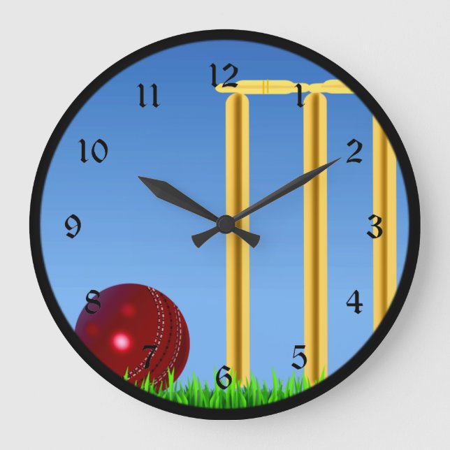 Reloj Redondo Grande Cricket, wicket y pelota (Anverso)
