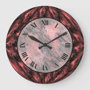 Reloj Redondo Grande Crimson Red Faux Marble Wall Clock