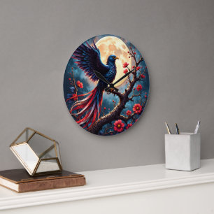 Reloj Redondo Grande Crimsonwing bajo la luz de la luna – Ave de fantas