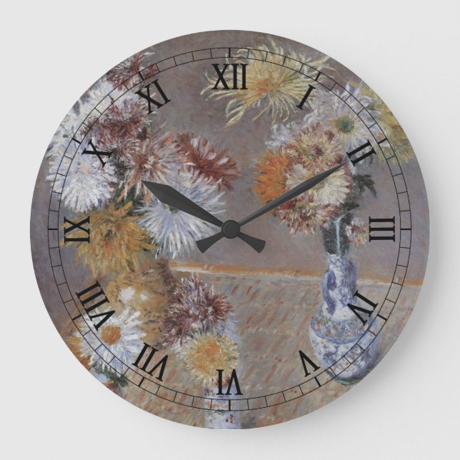 Reloj Redondo Grande Crisantemos de Gustave Caillebotte (Anverso)