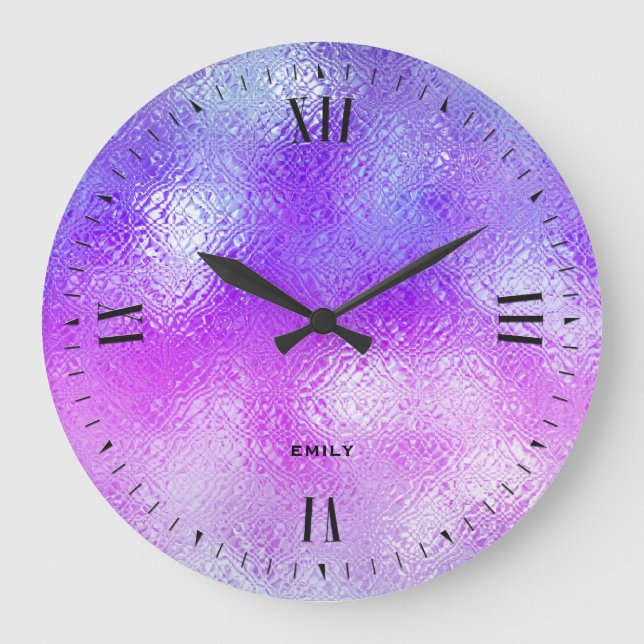Reloj Redondo Grande Cristal lúdico oscuro azul a rosa (Anverso)