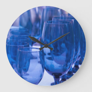 Reloj Redondo Grande Cristalería azul