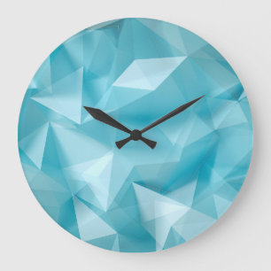 Reloj Redondo Grande Cristales azul turquesa Triángulos fondo