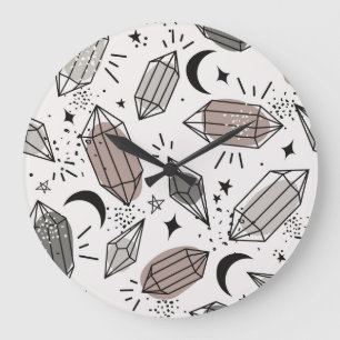 Reloj Redondo Grande Cristales, Luna, Estrellas, Diseño superficial.