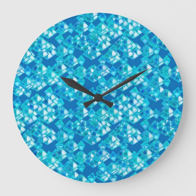 Reloj Redondo Grande Cristales pirámide, turquesa y azul (Anverso)