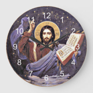 Reloj Redondo Grande Cristo Todopoderoso, pintura de Viktor Vasnetsov,