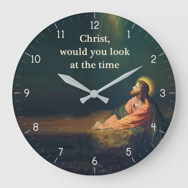 Reloj Redondo Grande Cristo, ¿verías el tiempo divertido? (Anverso)
