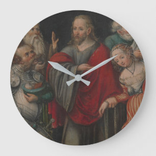 Reloj Redondo Grande Cristo y la adúltera