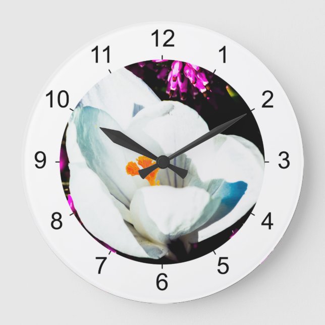 Reloj Redondo Grande Crocus In Flower Bed (Anverso)