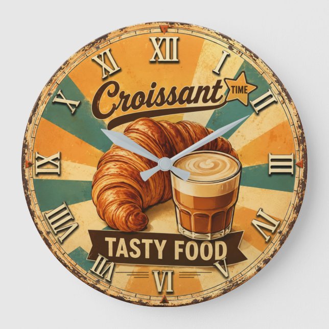 Reloj Redondo Grande Croissant Time Vintage Kitchen (Anverso)