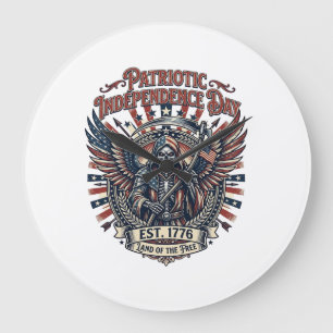 Reloj Redondo Grande Cromado Patriótico Segador Patriota Oscuro Esquele