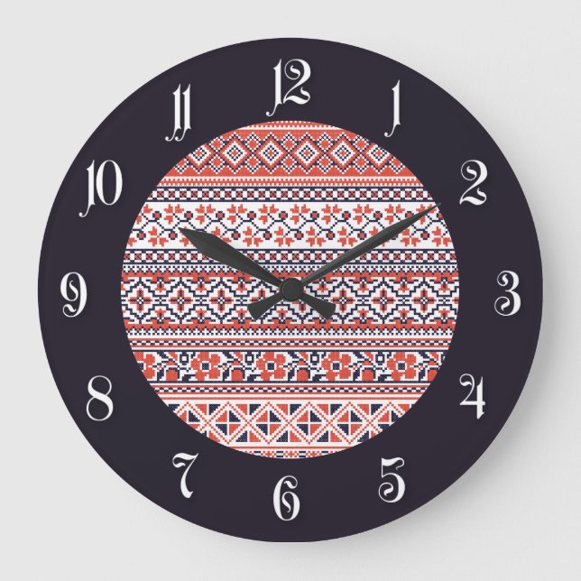 Reloj Redondo Grande Cross-stitch design Patterns (Anverso)