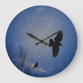 Reloj Redondo Grande Crow Fly In The Moody Sky