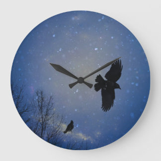 Reloj Redondo Grande Crow Fly In The Moody Sky