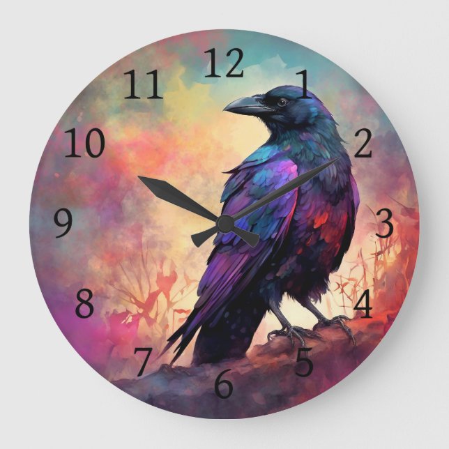 Reloj Redondo Grande Crow Raven Bird 97 (Anverso)