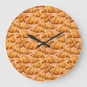 Reloj Redondo Grande Cruasán dorado, panadería sin fisuras.