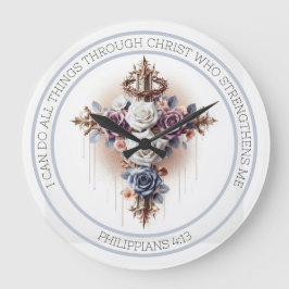 Reloj Redondo Grande Cruce con corona de orfanatos, Rosas y versos de l