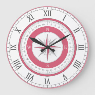 Reloj Redondo Grande Cruce naumático rojo y blanco