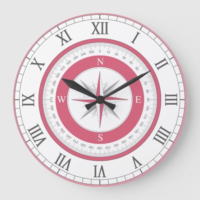 Reloj Redondo Grande Cruce naumático rojo y blanco (Anverso)
