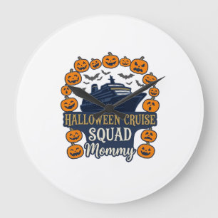 Reloj Redondo Grande Crucero de Halloween Equipo Mamá Barco Calabazas M